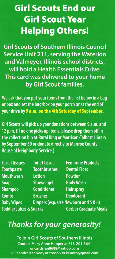 Girl Scout Health Essential Drive Details